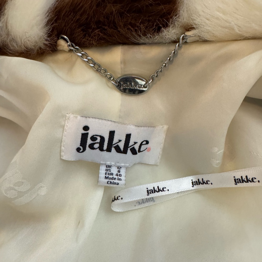 🐮 Jakke Tammy Cow Print Faux Fur Coat size M - Picture 7 of 7